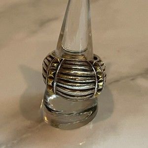 Lagos Domed, Ribbed Caviar Gold and Sterling ring.  Size 8.5.